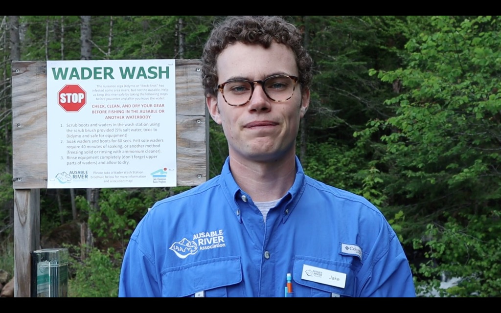 Jake Hill in front of an Ausable wader wash station